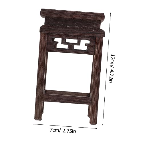 HOMSFOU Antique Chinese Decor Wood Flower Display Stand Vase Holder Decor Plant Pot Stand - size: 12X7CM
