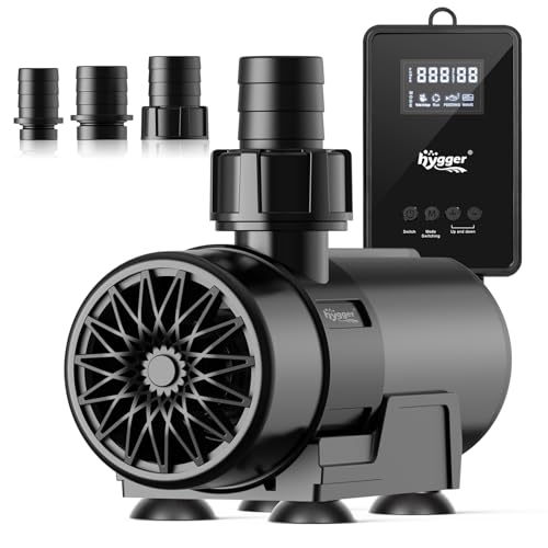 hygger 15W-100W Water Pump with Controller (Up to 3430GPH), Submersible/Inline Return Pump with Adjustable Mode/Flow, 2 Fountain Pump with 2 Inlet Cover and 3 Nozzles, for Fish Tank, Pond, Aquarium - size: 3430GPH-100W