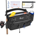CVLIFE Fishing Tackle Bag Waist Pack with Rod Holder, Water Resistant Fanny Pack Includes 3600 Tackle Box, Waterproof Pouch & Carabiners, Convertible Sling Bag with Net Holster for Gear - color: Black