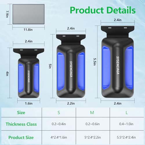 Aquarium Magnet Glass Cleaner, Double-Sided Detachable & Floating Algae Scraper for 0.2-0.4 Inch Fish Tank Glass Cleaning, No Scratches（S） - size: S