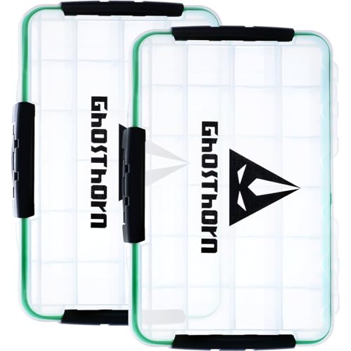 Ghosthorn Fishing Tackle Box, Waterproof 3600 and 3700 Tackle Trays, Plastic Tackle Box Organizer with Removable Dividers Storage Lure Box for Lures 2 Pack (3700 * 2) - style: 3700*2