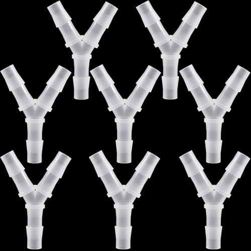 PAGOW 8 Pcs Hose Barb Fitting, 3/8" Plastic Hose Barb Tee 3 Way Y Shape Barbed Fitting for Air Line Tubing Pipe, Oxygen Tubing Pipe, Household Fuel, Gas, Water - size: 3/8" (8 Pcs)