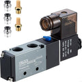 Pneumatic Solenoid Valve, 5 Way 2 Position 1/4”NPT Single Coil Pilot-Operated Electric Air Control Valve 4V210-08 (DC12V Junction Box) - style: DC12V Junction Box