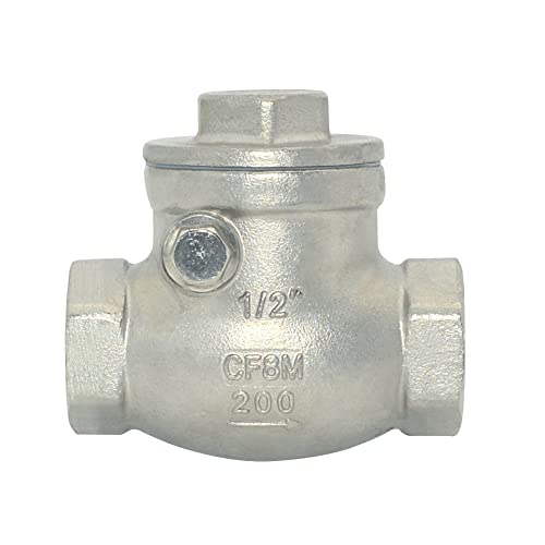 1/2" Stainless Steel SS316 Swing Check Valve,NPT Female x Female Thread,WOG 200 PSI PN16 CF8M - size: 0.5 Inch