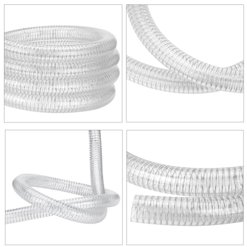1/2"id-50ft PVC Reinforced Tubing Steel Wire Suction Flexible Hose Vinyl Tubing Heavy Duty PVC Vacuum Hose Drain Fuel Oil Gas Water for Marine Bilge Pump Pond Spa - size: 1/2"ID, style: 50 feet