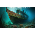 Underwater Shipwreck Aquarium Background Ocean Bottom Abandoned Ship Wreck Fish Tank Background Undersea Rusty Sunken Ship Terrarium Backgrounds Sunken Pirate Ship Reptile Tank Backgrounds 24x12in - color: Blue_Green, size: 24(W)x12(H)in