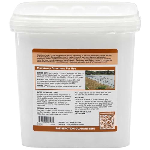 Airmax MuckAway Natural Beneficial Bacteria for Outdoor Ponds & Lakes, Muck, Sludge & Noxious Odor Solution, Easy to use Enzyme Tablets, Cleaner Beach & Shoreline, Fish, Pet & Wildlife Safe, 48 Scoops - size: 48 Scoops