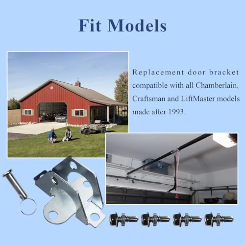 41A5047 Door Bracket for Garage Door Openers, Replacement Door Bracket Compatible with All Chamberlain, Craftsman and LiftMaster Models Made After 1993, with Pin and Clip & 4 Fasteners - style: 41A5047
