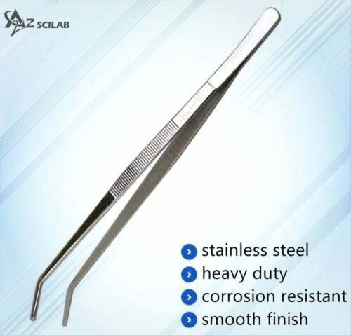 A2Z-Aquascaping Maintenance Tools Accessories,Anti-Rust Stainless Steel Tweezers Scissors Spatula for Aquarium Tank Clean, Fish Tank, Bonsai, Algae Scrapers (12" Serrated Tweezers - Angled)