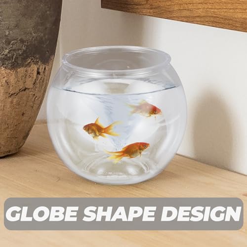 Mipcase Unbreakable Transparent Plastic Fish Tank Globe 5.90In Round Desktop Fish Bowl Aquarium Decor for Home Office Tabletop - size: 15x13cm