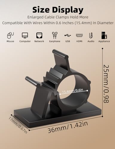 Viaky 30Pcs Black Wire Clips Self Adhesive Cables Clamps Adjustable Cable Organizer Cord Holder for RV, Car, Workshop, Electrical Ethernet, Audio Cables - color: black, size: for 0-0.5'' cable