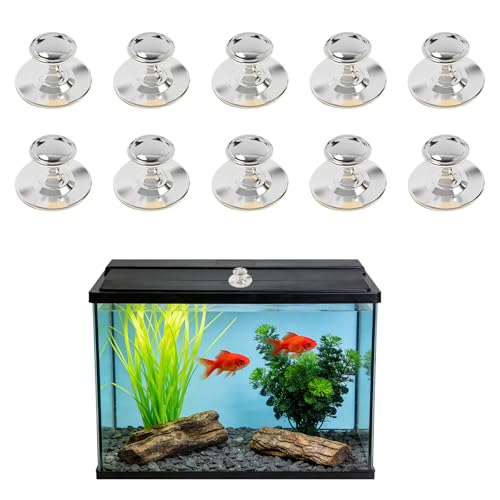 10 Pcs Aquarium Lid Handle, Acrylic Round Handles with Adhesive for Fish Tank Cover, Fish Tank Accessories, Aquarium Lid Handle Replacement (Silver) - color: Silver
