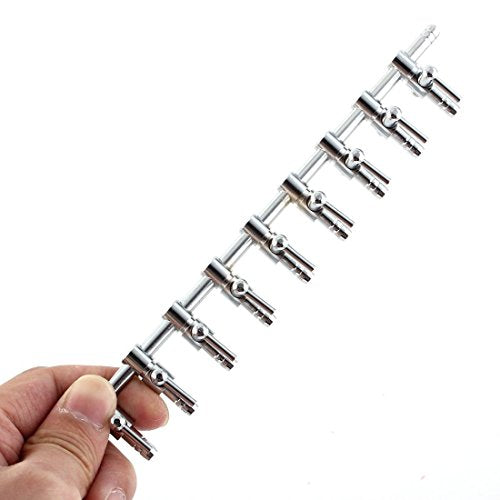 Aquarium Fish Tank 9- Way Air Pump Control Valve Manifold Taps Silver Tone