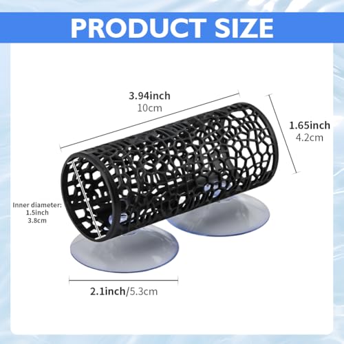 Bett-a Tunnel Bett-a Cave with Suction Cups Small Hole Hollow Cave Safer for Small Fish & Shrimp, Aquarium Decor & Hideout Tube(Color:Black)