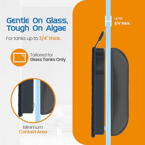 FL!PPER Flipper Cleaner Float - 2-in-1 Floating Magnetic Aquarium Glass Cleaner - Fish Tank Cleaner - Scrubber & Scraper Aquarium Cleaning Tools – Floating Fish Tank Cleaner, Max