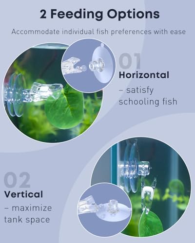 Pawfly 12 Pcs Aquarium Suction Cups with Clips, Plant Leaf Seaweed Clip, Fish Tank Accessories, Aquarium Suction Cup Clips, Clear Plastic Fish Feeding Tool, Underwater Fish Feeder, Veggie Feed Holder