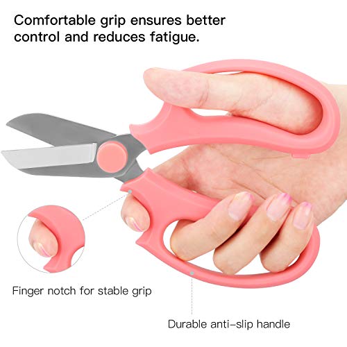 Housolution Flower Scissors, Strong Floral Shears, Premium Steel Garden Pruning Shears Garden Scissors Floral Fruits Leaf Scissors Hand Pruner Snip Trimming Tool for Gardening Flower Arrangement, Pink - color: Pink, size: 1 Pack