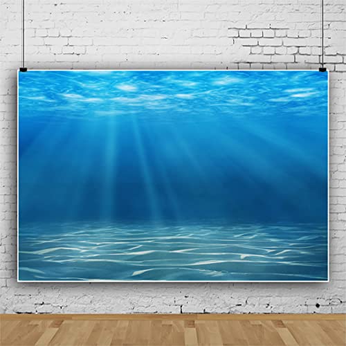Laeacco Underwater World Background 13x8ft Photography Background Undersea Sunlight Deep Blue Water Sun Ray Backdrop Seabed Children Birthday Home Decoration Party Kid Boy Newborn Photo Studio Props - size: 13x8ft