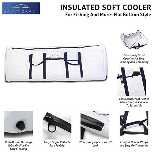 Savvycraft Waterproof Leakproof Insulated Fish Kill Bag, Heavy Duty Soft Fish Storage Bag with Easy Grip Handles, White 60" L x 12" W x 22" H - style: Flat Bottom: 60"l X 12"w X 22"h