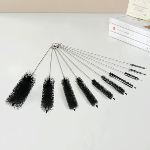 12 Pack Glass Tube Pipe Cleaner Set, 17 Inch Long Handle Nylon Brush for Neck Bottle, 8.2 Inch Various Diameter Tube Straw With Hook, 35 Inch Flexible Double Ended Hose Cleaner