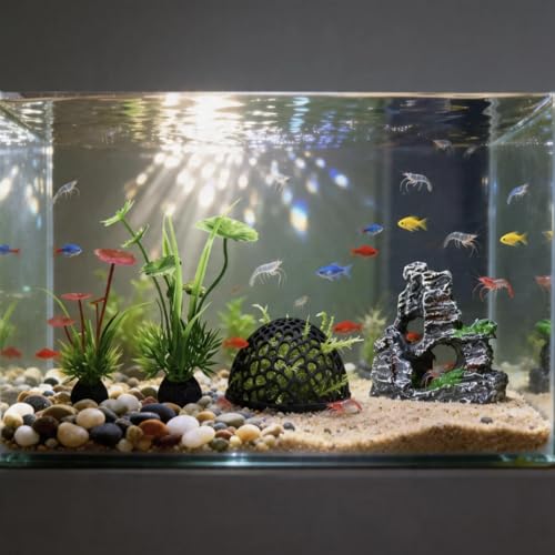 5-piece Aquarium Shrimp Hiding Set, Aquarium cave shelter, Small Fish Habitat Tunnels and Caves, Providing a Place for Small Shrimp to Breed, Play, and Rest