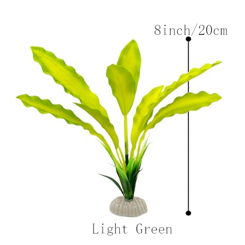 2pcs Set Green Artificial Plant Fish Tank Decor Aquarium Decorations Betta Leaf pad Hammock 8inch Silk/Plastic Plant Goldfish Fish Bowl Small Tank Plants (Green-2pcs-Set) - color: Green-2pcs-set
