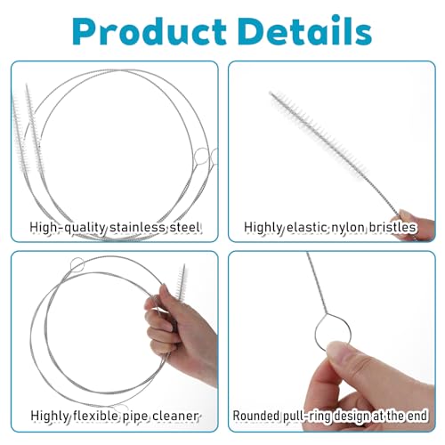 2Pcs Tube Cleaner Brush Extra Long, 40inch Straw Cleaner Brush, Pipe Cleaners Brushes for Water Lines, Ice, Beer Machine Cleaning