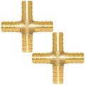Uenede Brass 1/2" OD Barb Fittings 4-Way Union Intersection Hose Barb Fitting for 1/2" ID Hose Water/Oil/Gas (Pack of 2) - size: 1/2" Barb, style: Cross (4 Way)