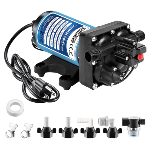 WASSERMANN Water Pressure Booster Pump 115 Volt AC 5.0GPM 60PSI,Water Pump Self Priming Diaphragm Pump with Pressure Switch for Kitchen Bathroom Marine Yacht Garden - size: Large