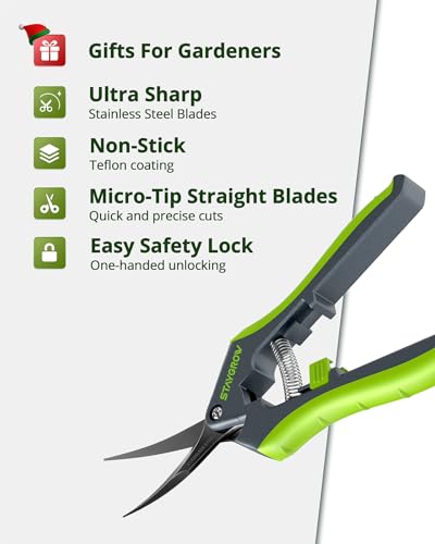 Gardening Scissors, Sharp Plant Trimming Scissors for Precise Cuts, Stainless Steel Pruning Shears Bonsai Clippers, 8.5" Bypass Garden Clippers and 6.5" Curved Garden Shears 2 Pack - style: 6.5" Curved & 8.5" Bypass