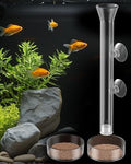 Pawfly 8 Inch Aquarium Shrimp Feeder Set, Clear Glass Tube with 2 Dishes & Suction Cups, Feeding Supplies for Fish Tanks