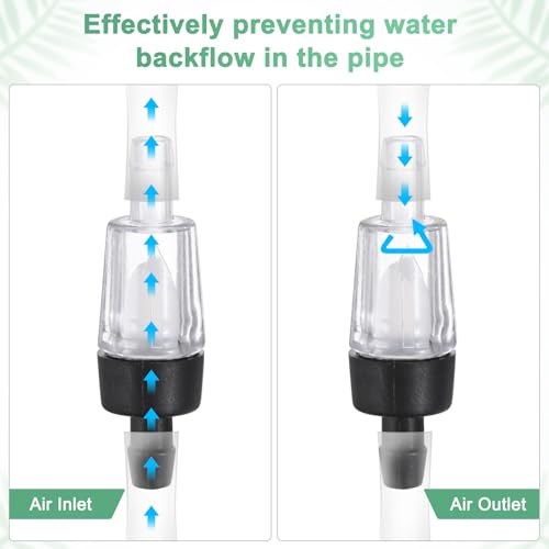 M METERXITY 24-Pack Aquarium Air Check Valve, Plastic One Way Non-Return Valves Air Valve Air Tubing Accessories Air Pump Accessories for 3/16" Airline Tubing Fish Tank [Black White]