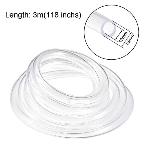 uxcell PVC Hose Tube, 13mm(0.51") ID x 18mm(0.7") OD 3 Meter 9.8ft Clear Vinyl Tubing, Plastic Flexible Water Pipe - size: 13x18mm