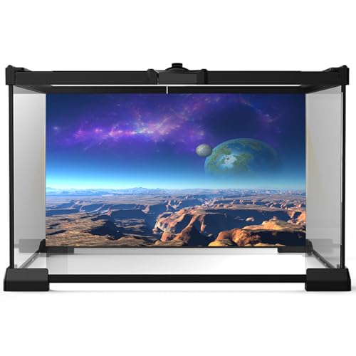 Outer Space Aquarium Background Fantasy Alien Planet Mountain and Nebula Terrarium Background Rocky Moon with Blue Atmosphere Fish Tank Background Outer Space Reptile Habitat Background 24x16in - size: 24(W)x16(H)inches/ 60(W)*40cm(H)
