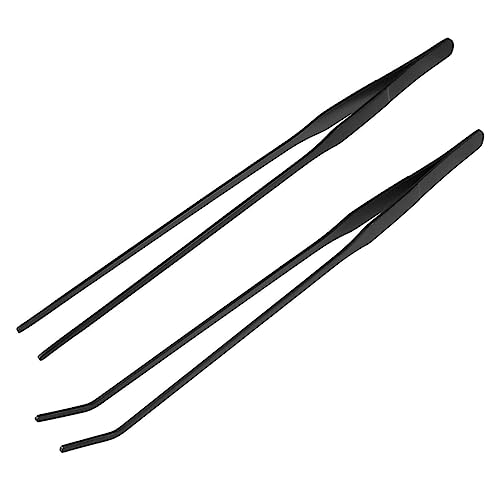 Happyyami 2pcs Aquarium Cleaning Tool Set Tweezers for Fish Tank Maintenance Includes Straight and Curved Design for Aquatic Plants and Landscaping Supplies