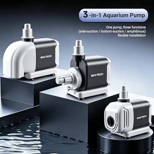 Aquarium Water Pump, 265GPH Dual-Use Fountain Pump - 15w Submersible/External with 3 Outlet Nozzles for Aquariums, Fish Tank, Fountains, Hydroponics (Adjustable Flow, Ultra Quiet)