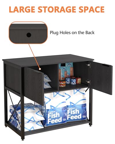 Piskyet 20-29 Gallon Fish Tank Stand, Metal Frame Aquarium Stand, Cabinet for Fish Tank Accessories Storage，Suitable for Turtle Reptile Tank Stand Terrarium Stand,340Lbs,Black