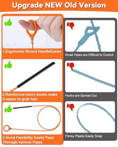 3pcs 50 Inch Drain Snake Hair Clog Remover Tool, Anti-Break Metal with Nylon Coating Sink Snake, for Bathroom Sink, Tub, Shower, Pipe Drain - style: 50 IN