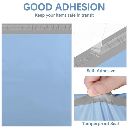 Metronic Poly Mailers 12x15.5 200 Pack, Medium Size Shipping Bags for Clothing, Strong Adhesive Mailing Bags, Tear-Proof Shipping Envelopes for Small Business, Boutique, Postal Bags Poly Bags in Blue - color: Light Blue, size: 12x15.5 200PC