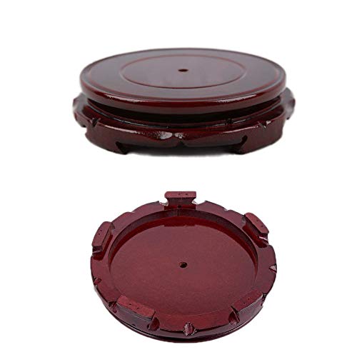 AKOAK Vintage Circular Wooden Vase Aquarium Table Lamp Teapot Base, Rotatable Home Decoration Display Stand (3") - size: 3"