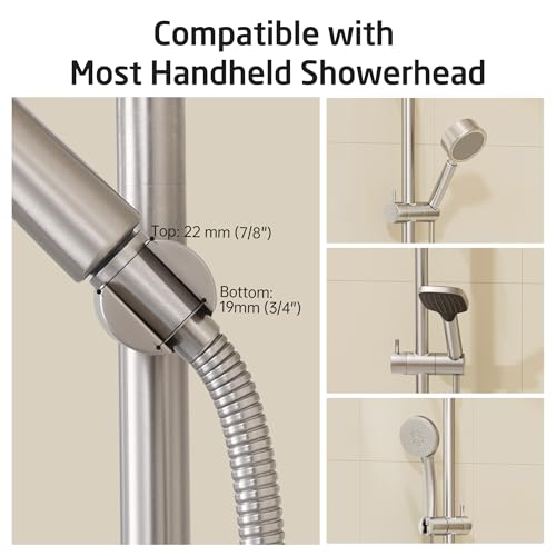 KES No Drill 30-Inch Shower Slide Bar with Adjustable Handheld Shower Head Holder, Self Adhesive, Universal Fit, SUS304 Brushed Stainless Steel Drill-Free for Bathroom, F209S78DF-BS - color: Brushed Finish, style: 30.7-Inch+Self-adhesive Mounted
