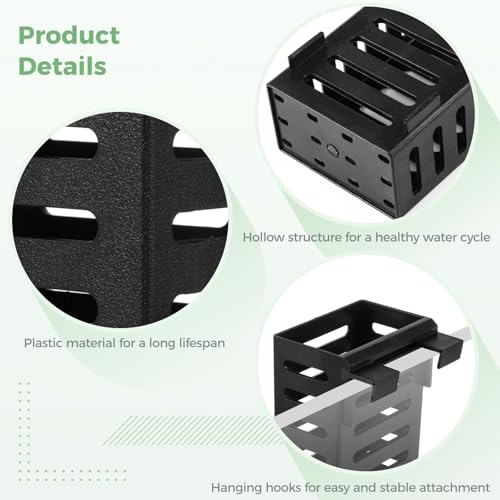 Lnrueg 10PCS Aquarium Plant Holder with Hooks, Hanging Rimmed Tank Plant Pot Aquarium Planters Cups, Upgraded Aquatic Planter Cups for Fish Tank Aquaponic Planter and Aquascape Decorations (10)