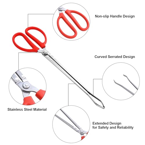 2PCS Reptile Feeding Tongs, Extended Stainless Steel Snake Feeding Tongs, Straight and Curved Feeding Tong, can be used for Snakes, Reptiles, Bathtubs, Aquarium Terrarium Supplies（15 "）