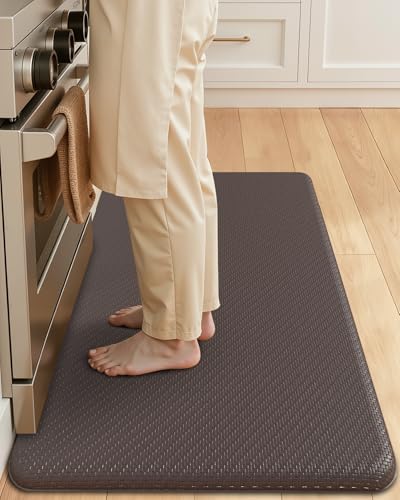 Color&Geometry 0.71" Extra Thick Anti Fatigue Cushion Kitchen Floor Mat,Easy Clean, Water & Oil Proof, Non Slip, Foam Padded Runner Rug for Front Sink,20"x 39" Brown (2.0 Version) - color: Brown, size: 39"L x 20"W x 0.7"Th