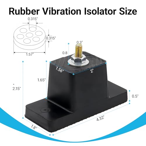 4 Pack Heavy Duty Anti Vibration Pads for Mini Split Air Conditioner , Rubber Vibration Isolator Mounting Brackets with Expansion Screws and Shock Absorbing Pads, Fits HVAC, Central AC Air Compressor