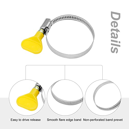 10-Pack Stainless Steel Hose Clamp 1.25" to 2", Butterfly Thumb Screw Hose Clamps Yellow Key-Type Adjustable Clamps, 32-50 mm (1-1/4" to 2"), 9mm Bandwidth for Plumbing Automotive - color: Yellow (32-50mm)