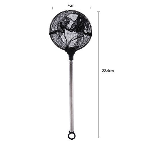 Zerodis Fish Tank Landing Net Fish Tank Cleaning Tools Adjustable from 16Cm to 44Cm with Hanging for Aquarium Shrimp Square Round Landing Net Telescopic - size: Round