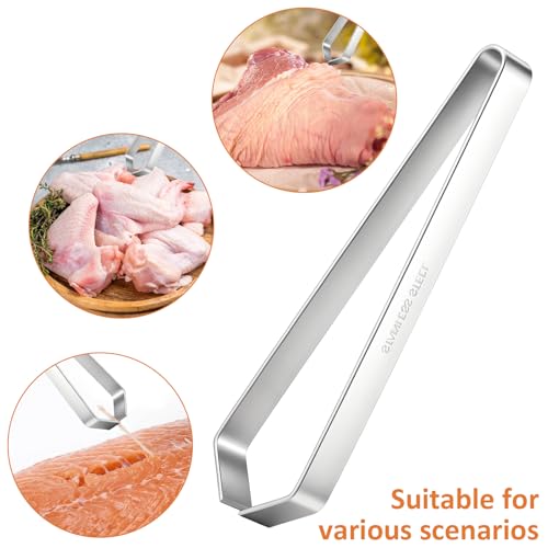 2pcs Stainless Steel Pin Bones Tweezer Fish Bone Pliers Tweezers Fish Bone Tweezers Aquarium Tweezer and Pliers Kitchen Cooking Deboning Tool Kit for Salmon Trout All Fishes