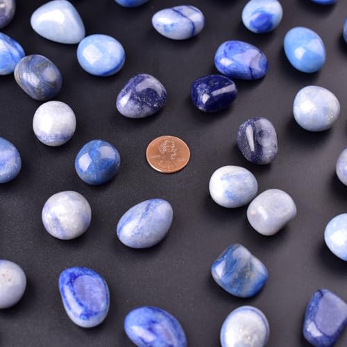 Blue Aventurine Healing Crystal Stone Set - 24 Pieces, 0.6" Natural & Polished Stones for Healing, Meditation, Reiki, Chakra, Crafting & Decoration - color: Blue Aventurine, size: 0.6"