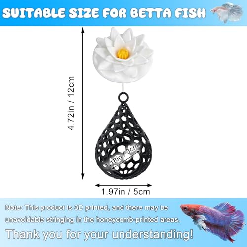 Betta Hammock with Lotus Flower – 3D Printed Floating Rest Pod – Calming Fish Hideout for Betta & Shrimp – PLA Eco-Friendly Aquarium Decor – Suspended Cave Shelter - style: Lotus Flower